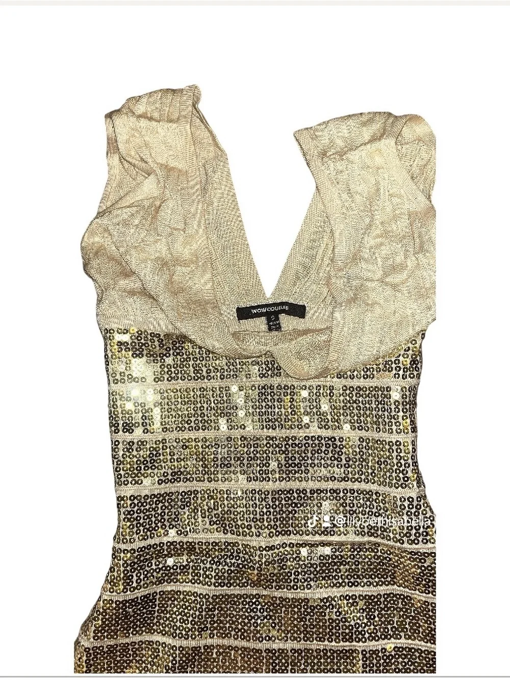 Vintage WOW Couture Gold Sequin Bandage Mini Dress Size S Brand New